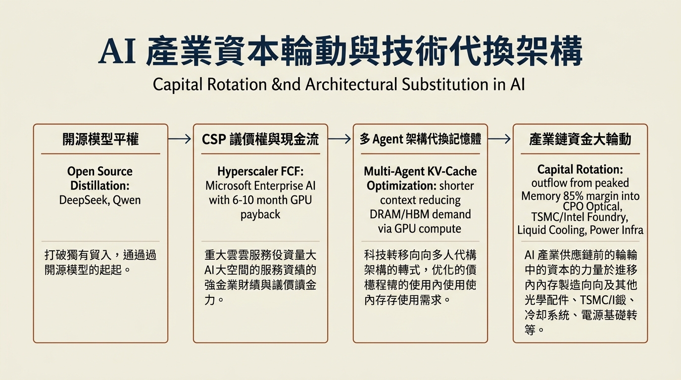 AI 產業資本輪動與技術代換架構圖